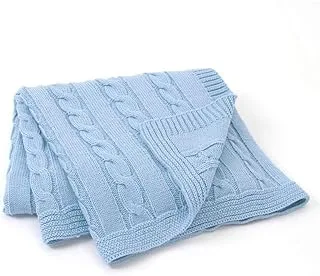 Mamas Gift Breathable Knit Braided Blanket, Large, Blue