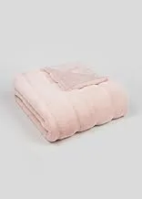 Matalan Stripe Faux Fur Throw Blanket, 150 cm x 130 cm Size, Pink