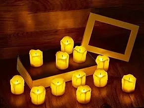 LED Flameless Votive Candles, Realistic Look of Melted Wax, Warm Amber ing Light - Battery Operated Candles for Wedding, Valentine's Day, Christmas, Halloween Decorations (12-Pack)