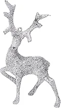 accessories shop Plastic Medium Shiny Christmas Tree Ornament With Deer Shaped And Fabric Strap Add More Entertaining For Party Atmosphere - Silver