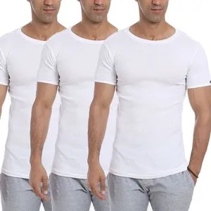 Cottonil Bundle Of Three Round Neck T- Shirts -  White