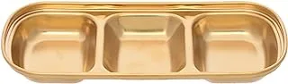 Generic Stainless Steel Rectangle Divided Sauces Serving Tray With 3 Slots And Elegant Design Practical For Kitchen - Gold