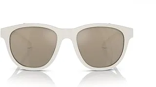 EMPORIO ARMANI(エンポリオアルマーニ) Men's EA4216U Universal Fit Square Sunglasses, Matte White/Light Brown Mirrored Gold, 56 mm, Matte White/Light Brown Mirrored Gold, 56 mm