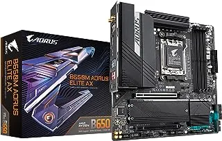 GIGABYTE B650M AORUS Elite AX (AM5/ LGA 1718/ AMD B650/ Micro-ATX/ ضمان 5 سنوات/ DDR5/ 2* M.2/ PCIe 5.0/ USB 3.2 Gen2X2 Type-C/Intel 2.5GbE LAN/Q-Flash Plus /EZ-Latch/اللوحة الأم للألعاب)