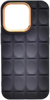 Silicone Back Phone Protection Cover With Ribbed Design And Safety Edges For Iphone 15 Pro - Black Gold