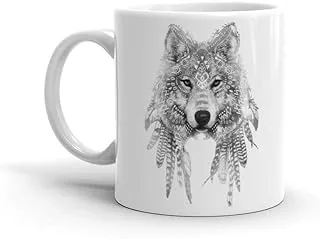 Wolf Feather - White Mug