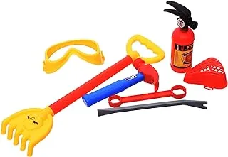 Generic Plastic Large Fire Rescue Tools Amazing Design With Plastic Glasses And Fire Control Set Of 13 Pieces For Boys - Multi Color