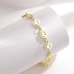 Smile Bracelet, Smile Face Charms Bracelet Smile Design (Gold)