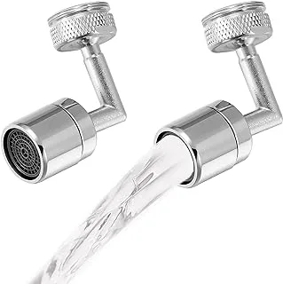 2 Pieces Universal Splash Filter Faucet Big Angle Faucet Sprayer Rotatable Faucet Dual Function Faucet Aerator Extender 720 Degree Bubble Tap for Kitchen Sink Wash Basin, 0.86 to 0.94 Inch Male Thread