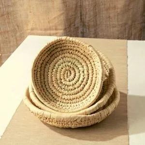 Oval Dish For Decoration Or Fruit Handmade Of Wicker 1pcs