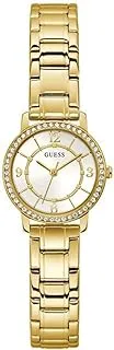 GUESS Ladies 28mm Watch - Gold Tone Strap Gold Tone Case White Dial, Gold Tone