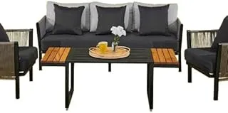 Ricrac Ralin Sofa Set with 2 Chairs and Table, Dark Gray Outdoors