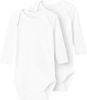 name it Boy's 2-Pack Needle Drop Bright White Long-Sleeves Bodysuit (pack of 2)