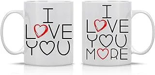 Cashmeera Printd Mug - couples set of 2 Mugs I Love You, I love You More -Ceramic Coffee Cup