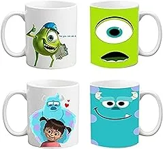 monsters white Ceramic Printed Mug 4 pcs