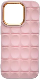 Silicone Back Phone Protection Cover With Ribbed Design And Safety Edges For Iphone 14 Pro - Pink Gold