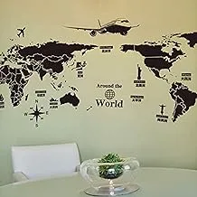 Creative world travel map study room bedroom decor wall stickers black