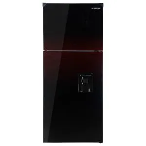 Fresh FNT-DR540YGDR  Smart Digital Glass Refrigerator With Slim Water Dispenser– 404 L - Red