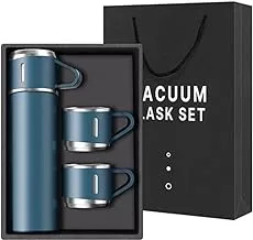 500ml Gift Box Set with 3 Stainless Steel Double-Layer 304 Stainless Steel Vacuum Thermos Cup for Coffee Travel Tea Cup (Blue)