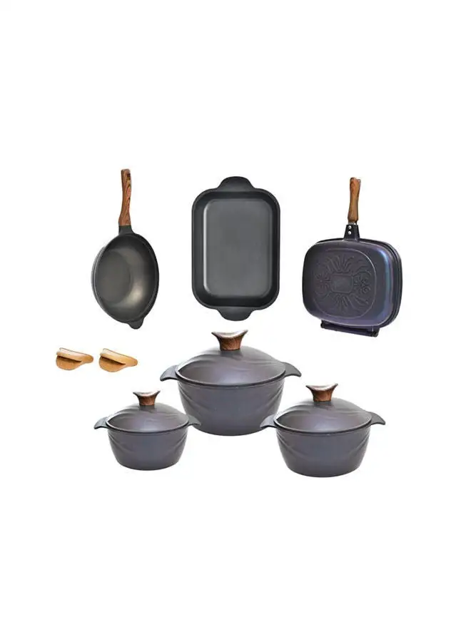 NeoKlein Double grill 36+wok 30 + casserole 36+ 3 covers + 3 duck dish (20.24.30) -Grey