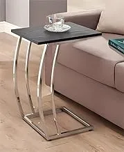 sama steel side table with dimensions 30cm * 50cm * height 60cm made of silver stainless steel and black counter wood covered