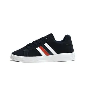 Desert Side Colored Fashion Chamois Flat Sneakers For Men - Navy Blue