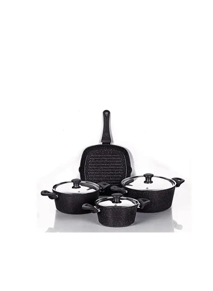 Top Chef Top Chef Granite 7 pieces set (pot18-20-24, Grill28) Black