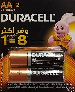 DURACELL AA Alkaline Battery, 2 Pieces