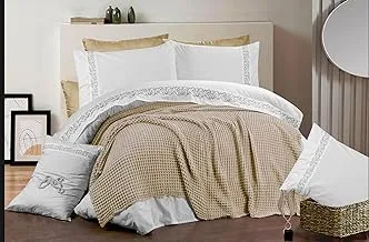 Waffle Coverlet - Beige Color - 225 x 255 cm