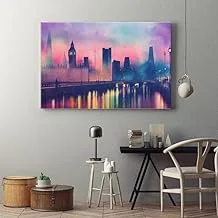 Big ben houses parliament night london Printed canvas wall art 120x80