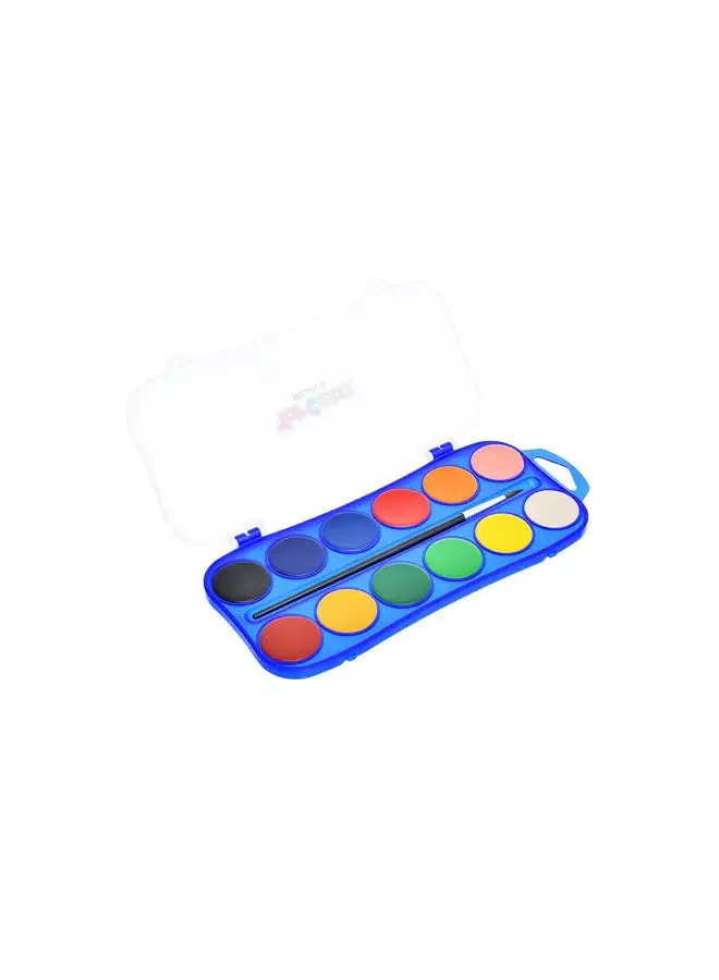 El Maayergy Elmaayergy 704.22 Palette Of 12 Water Colour With Paint Brush With Durable Material, Suitable For School And Home