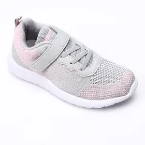 Air Walk Decorative Lace-up Canvas Girls Sneakers - Grey & Pink