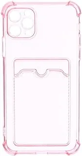 Silicone Back Phone Protection Cover With Silicone Pocket And Safety Edges For Iphone 11 Pro Max 6.5 - Transparent Pink