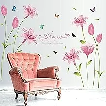 Removable Romantic Pink Lilies 3D Wall Paper For Home Decor, Waterproof Wallpaper For Living Room Baby Kids Girls Bedroom Decorative, DIY Wall Sticker, Wall Decals-8QZ0589