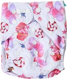 Mix&Max Microfiber Baby Washable Diapers Printed Shapes For Girls-Multicolor