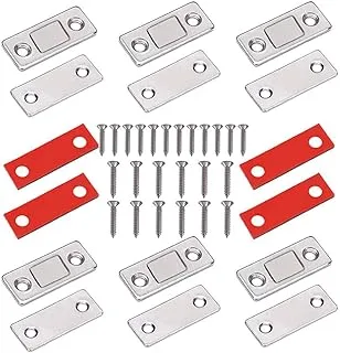 FOCCTS 6 قطع مغناطيس باب الخزانة، رقيقة جدًا من الفولاذ المقاوم للصدأ مغناطيسي للدرج المغناطيسي للإمساك بالأثاث من أجل انزلاق باب إغلاق خزانة المطبخ وخزانة الملابس