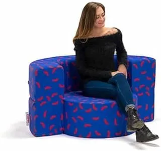 RicRac Rowdy Rounded Chair and Pouf, 120 cm x 90 cm x 70 cm Size, Navy Blue Indoors