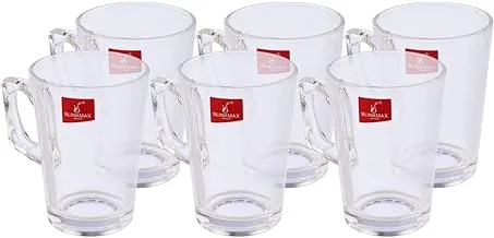 Blinkmax Plain Glass Coffee Mug Set, 6 x 8.5 cm - 6 Pieces