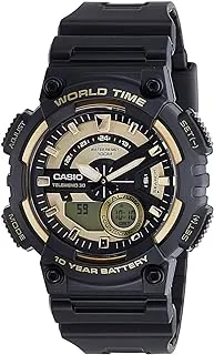 Casio Men Black Dial Resin Band Watch aeq-110bw-9a