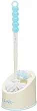 Generic Clean 2 In 1 Plastic Toilet Brush With Oval Holder And Plastic Handle For Bathroom Set Of 2 Pieces - White Blue