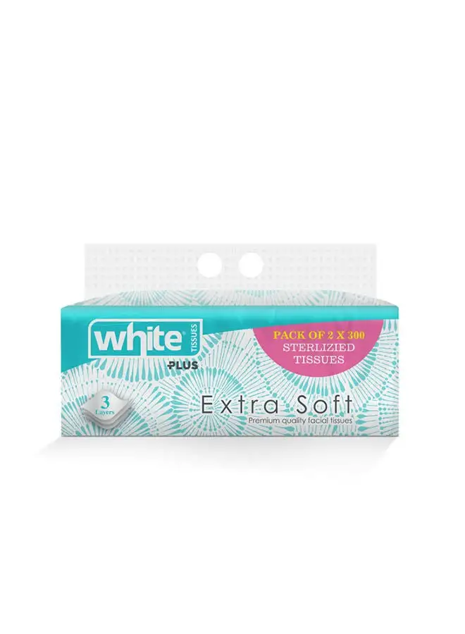 White Extra Soft Tissues Easy Pack 300 Pcs Pack of 2