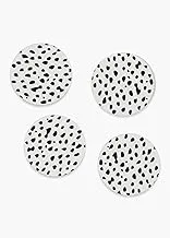 Matalan Dalmatian Coasters 4-Pieces, 10 cm Diameter, White/Black