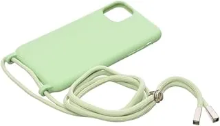 Silicone Back Phone Protection Cover With Fabric Strap And Safety Edges For Iphone 11 Pro Max - Mint