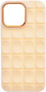 Silicone Back Phone Protection Cover With Ribbed Design And Safety Edges For Iphone 15 Pro Max - Beige Gold