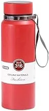 1pc 800ml/1000ml Stainless Steel Water Bottle With Carrying Rope, 27.05oz/33.81oz Solid Color Insulated Water Cup For Travel, Going Out, Sports, Fitness (Red, 800ml)