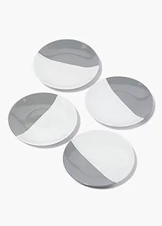 Matalan Novelty Two-Tone Plates 4-Piece Set, 15 cm Size, Grey/White