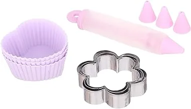 Agfa Cake Decoration Set with 3 Flower Cookie Cutters/Decorating Pen/3 Funnels & 3 Silicone Molds (Multicolor)