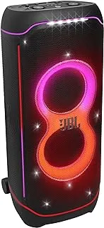 JBL Partybox Ultimate Massive party speaker with powerful sound, multi-dimensional lightshow, and splashproof design.