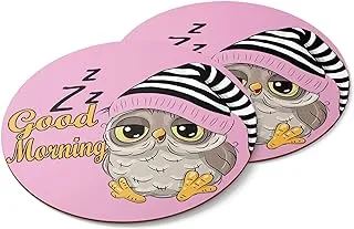 Coaster Owl - Good Morning - Wood - 2 Pieces