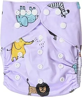 Mix&Max Microfiber Baby Washable Diapers Printed Animals For Unisex-Purple